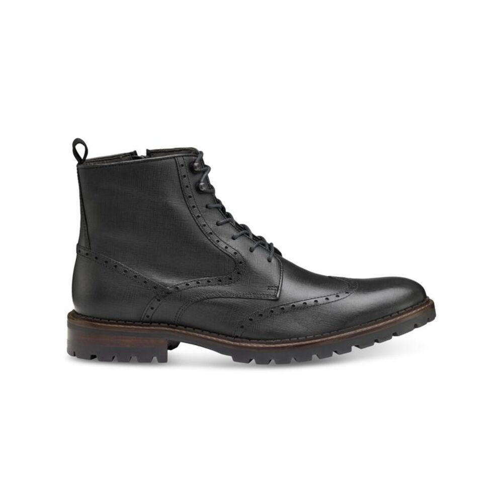 JOHNSTON & MURPHY Mens Black Blind Eyelets Garrison Toe Leather Boots Shoes 11 M - Picture 3 of 4